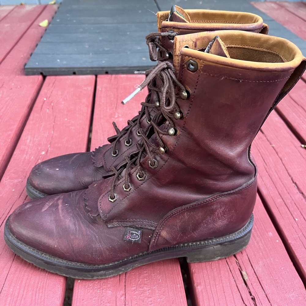 Men's Justin Leather Lace-Up Boots